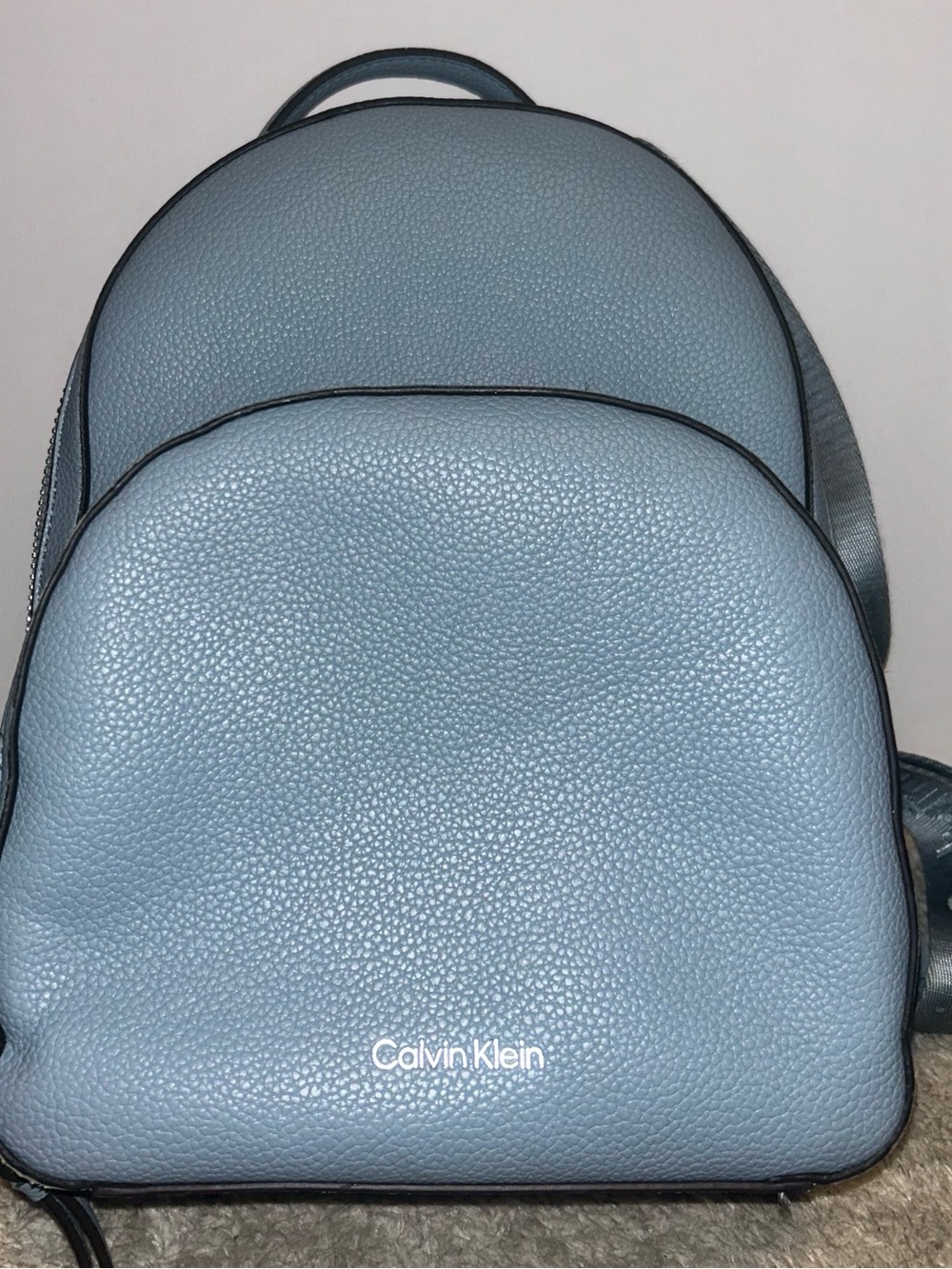 Calvin Klein Light Blue Pebbled Leather Backpack